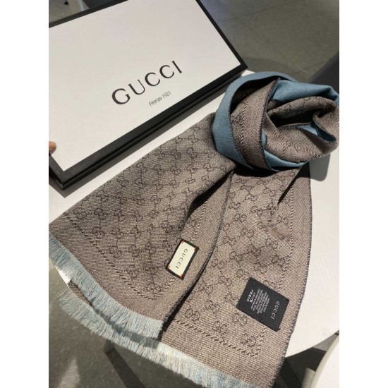 Replica Gucci GG jacquard cashmere scarf 23 x 180 Light Blue