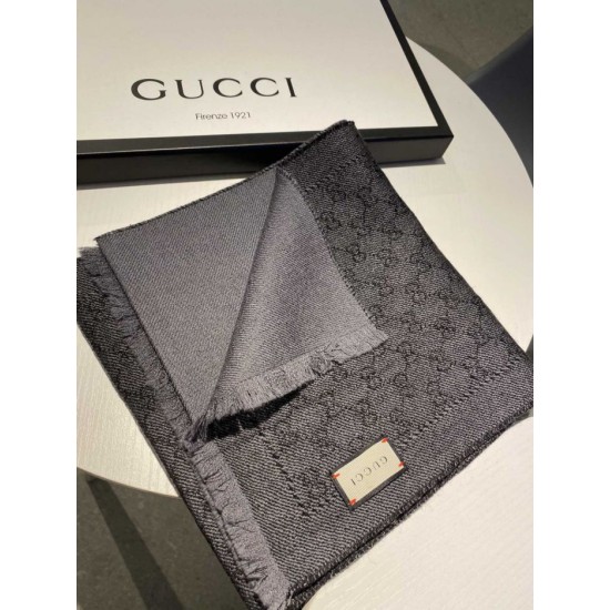 Replica Gucci GG jacquard cashmere scarf 23 x 180 Gray