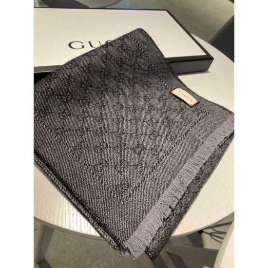 Replica Gucci GG jacquard cashmere scarf 23 x 180 Gray