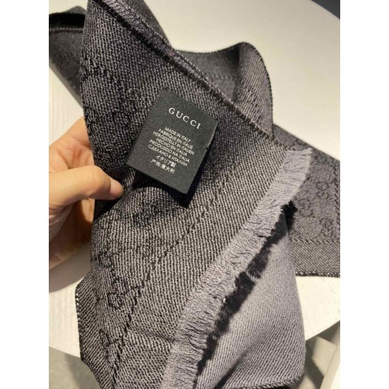 Replica Gucci GG jacquard cashmere scarf 23 x 180 Gray
