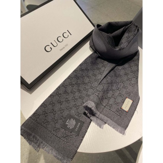 Replica Gucci GG jacquard cashmere scarf 23 x 180 Gray