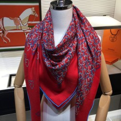 Replica Hermes fun horsehead cashmere silk Shawl 140 Red