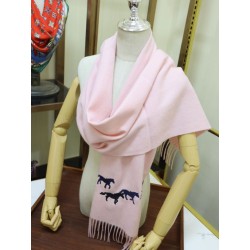 Fake Hermes Wide Horses cashmere scarf 32 x 180 Pink Replica
