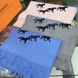 Replica Hermes Wide Horses cashmere scarf 32 x 180 Gray