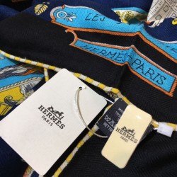 Fake Hermes walks in paris Cashmere silk square Shawl 140 Blue Replica