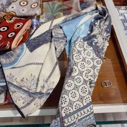 Replica Hermes Cashmere Silk square Shawl 140 Blue