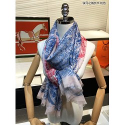 Replica Hermes City of Horses Cashmere Scarf 110 x 200 Pink