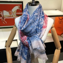 Replica Hermes City of Horses Cashmere Scarf 110 x 200 Pink