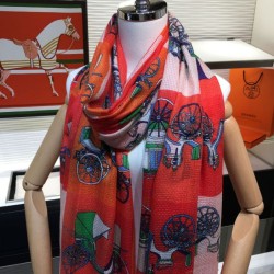 Fake Hermes Carriage Solitaire Cashmere Shawl 110 x 200 Orange Replica