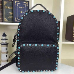 Replica Black Medium Rockstud Backpack With Stones