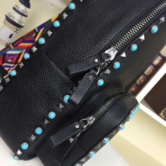 Replica Black Medium Rockstud Backpack With Stones Replica Black Medium Rockstud Backpack With Stones