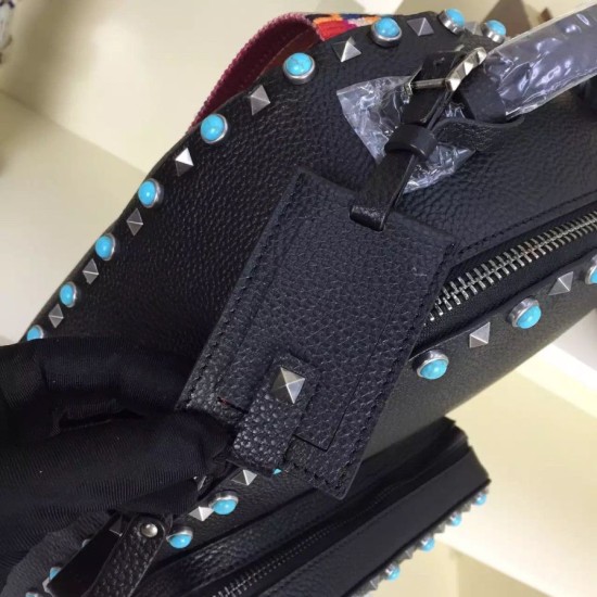 Replica Black Medium Rockstud Backpack With Stones Replica Black Medium Rockstud Backpack With Stones