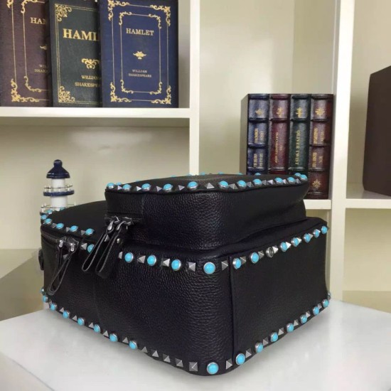 Replica Black Medium Rockstud Backpack With Stones Replica Black Medium Rockstud Backpack With Stones