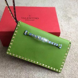 Fake Multicolor Rockstud Clutch Bag Green Replica