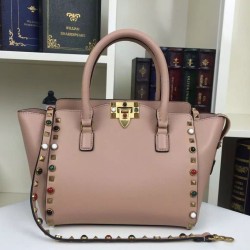 Replica Nude Small Rockstud Handle Bag With Multicolored Stones