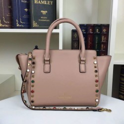 Replica Nude Small Rockstud Handle Bag With Multicolored Stones Replica Nude Small Rockstud Handle Bag With Multicolored Stones