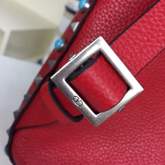Fake Red Medium Rockstud Backpack With Stones Replica Replica Red Medium Rockstud Backpack With Stones