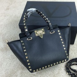 Fake Rockstud Mini Tote In Total Black Replica