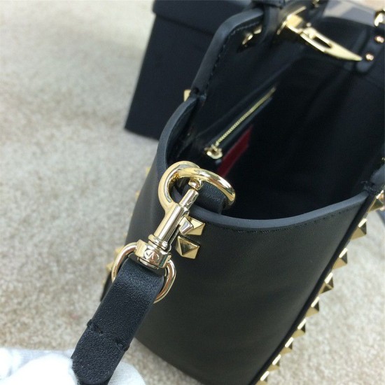 Fake Rockstud Mini Tote In Total Black Replica Fake Rockstud Mini Tote In Total Black Replica