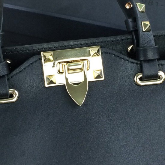 Fake Rockstud Mini Tote In Total Black Replica Fake Rockstud Mini Tote In Total Black Replica