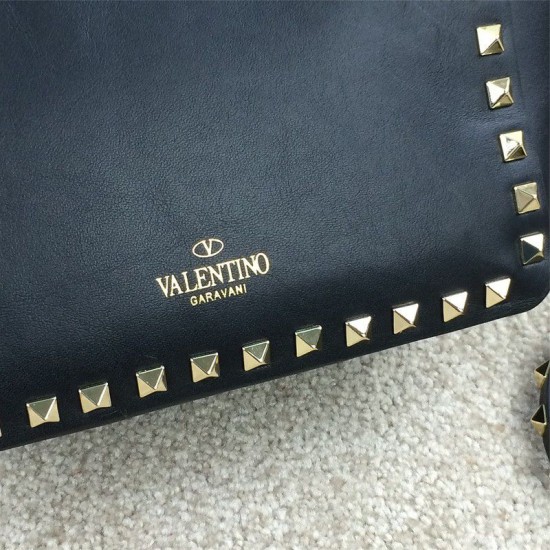 Fake Rockstud Mini Tote In Total Black Replica Fake Rockstud Mini Tote In Total Black Replica