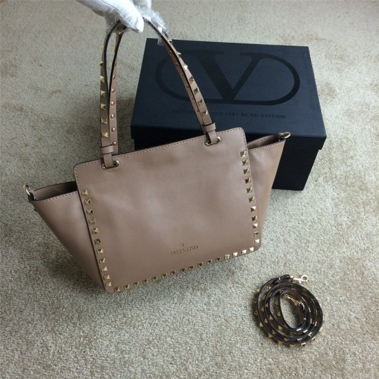 Replica Rockstud Small Tote In Light Brown Calfskin Replica Rockstud Small Tote In Light Brown Calfskin