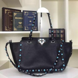Replica Black Rockstud Rolling Small Tote With Stones