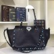 Fake Black Rockstud Rolling Small Tote With Stones Replica Replica Black Rockstud Rolling Small Tote With Stones