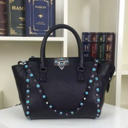 Replica Black Small Rockstud Handle Bag With Stones