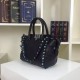 Replica Black Small Rockstud Handle Bag With Stones Replica Black Small Rockstud Handle Bag With Stones