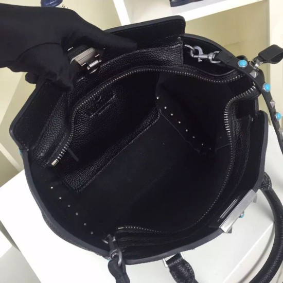 Replica Black Small Rockstud Handle Bag With Stones Replica Black Small Rockstud Handle Bag With Stones