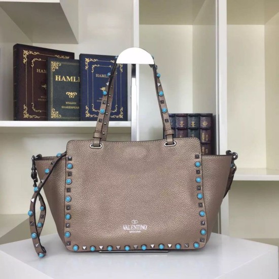 Fake Bronze Rockstud Rolling Small Tote With Stones Replica Replica Bronze Rockstud Rolling Small Tote With Stones