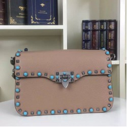 Fake Bronze Rockstud Shoulder Bag With Stones Replica