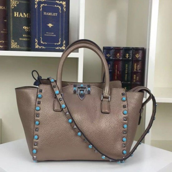Fake Bronze Small Rockstud Handle Bag With Stones Replica Fake Bronze Small Rockstud Handle Bag With Stones Replica