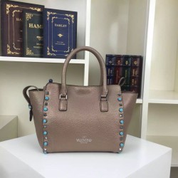 Fake Bronze Small Rockstud Handle Bag With Stones Replica Fake Bronze Small Rockstud Handle Bag With Stones Replica