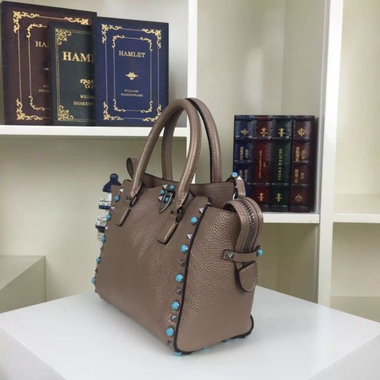 Fake Bronze Small Rockstud Handle Bag With Stones Replica Fake Bronze Small Rockstud Handle Bag With Stones Replica