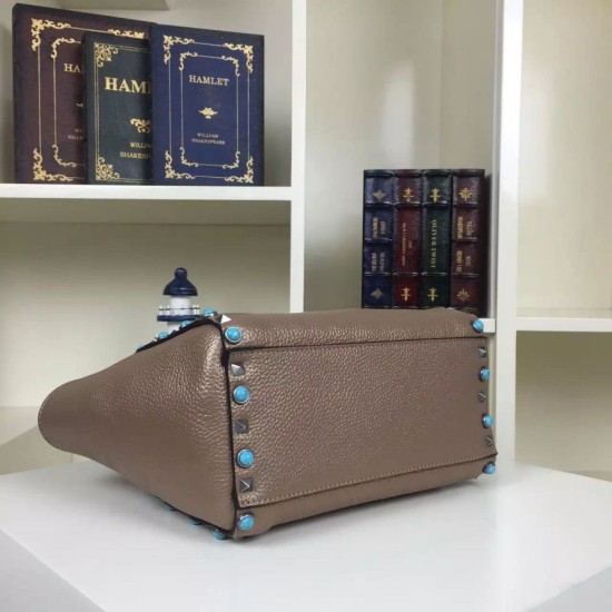 Fake Bronze Small Rockstud Handle Bag With Stones Replica Fake Bronze Small Rockstud Handle Bag With Stones Replica