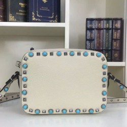 Fake White Rockstud Camera Bag With Stones Replica