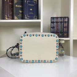 Replica White Rockstud Camera Bag With Stones Fake White Rockstud Camera Bag With Stones Replica