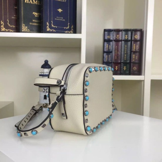 Replica White Rockstud Camera Bag With Stones Fake White Rockstud Camera Bag With Stones Replica