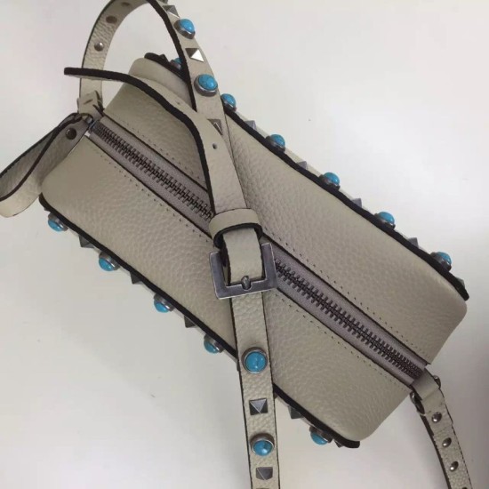 Replica White Rockstud Camera Bag With Stones Fake White Rockstud Camera Bag With Stones Replica