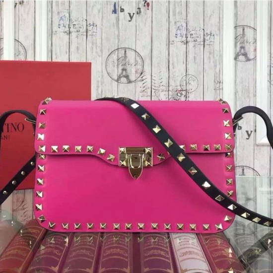 Fake Bi-colour Rockstud Rose Red Shoulder Bag Replica