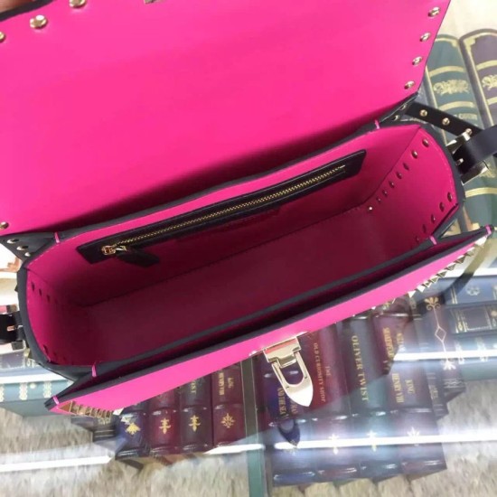 Fake Bi-colour Rockstud Rose Red Shoulder Bag Replica