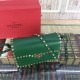 Replica Rockstud Shoulder Bag In Green Calfskin