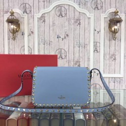 Replica Rockstud Shoulder Bag In Light Blue Calfskin Replica Rockstud Shoulder Bag In Light Blue Calfskin