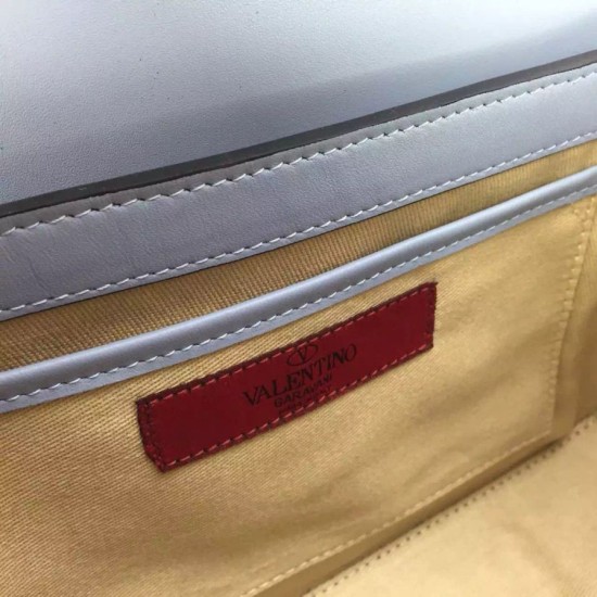 Replica Rockstud Shoulder Bag In Light Blue Calfskin